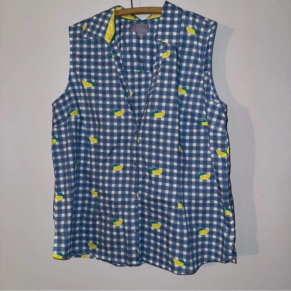 Laura Scott Plaid Shirt with Lemon Accents